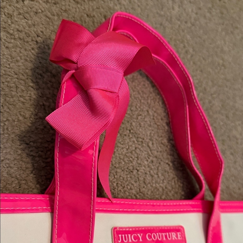 Juicy Couture Vibrant Pink and Cream Tote - Picture 3 of 10